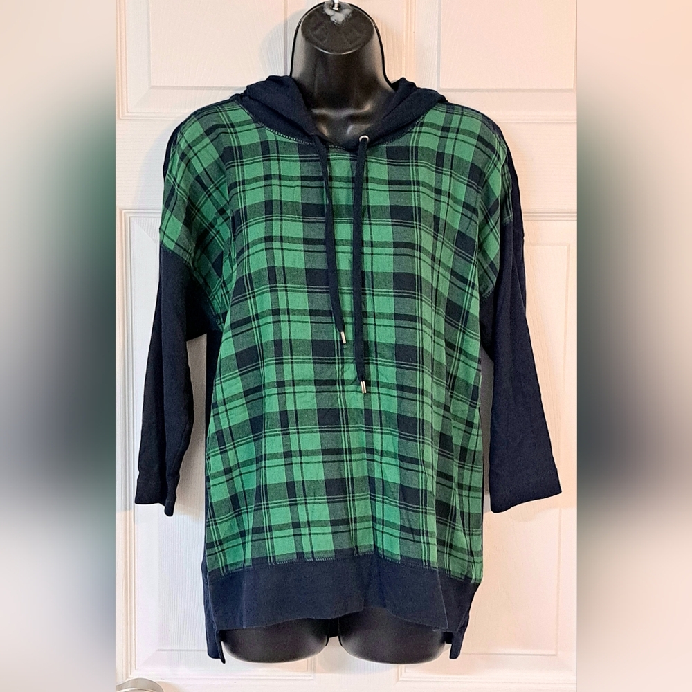 Chaps Checkered Hooded Pullover Shirt